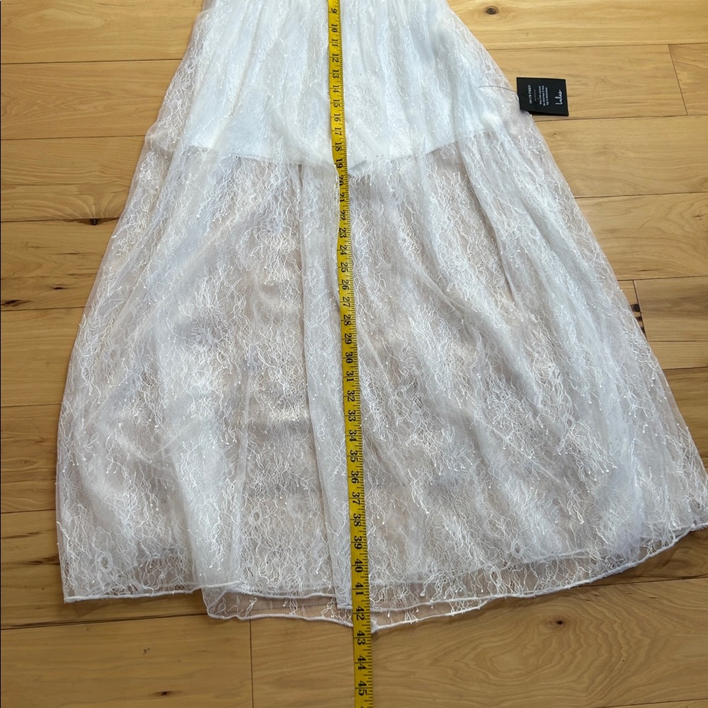 NWT Lulus White Sheer Lace Midi Dress | Size Small - Picture 6 of 11